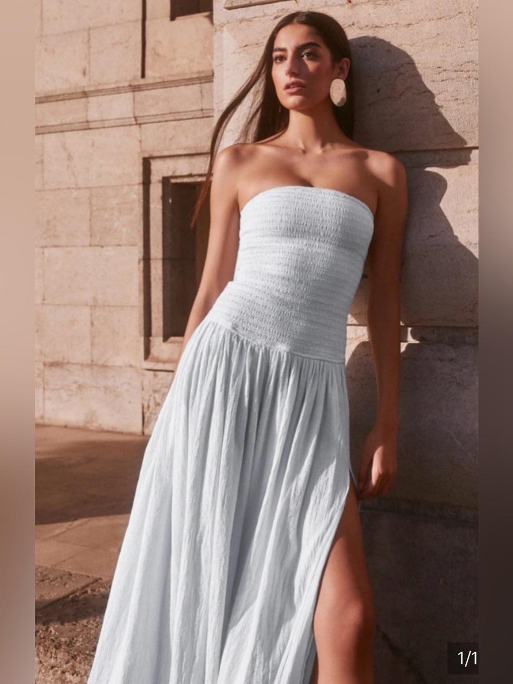 MESHKI Maureen Cotton Shirring Maxi Dress - Ivory
